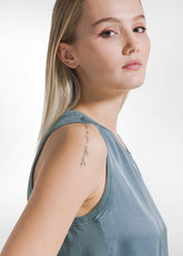 TOP IN SATIN CON DETTAGLIO ARRICCIATO VERDE - TEAL GREEN | DEHA