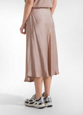 BROWN SATIN TOP AND SKIRT SET - | DEHA