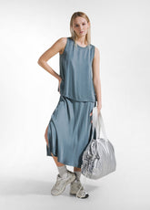 COMPLETO TOP E GONNA IN SATIN VERDE - | DEHA