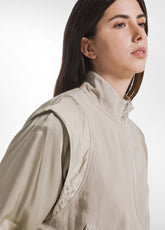 Linen Bomber With Satin Sleeves And Zip Closure - - CLAY BEIGE | DEHA