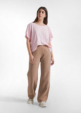 Straight Slub Linen Trousers - Brown - KHAKI BROWN | DEHA