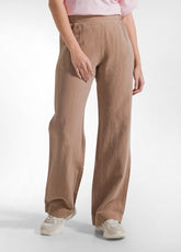 Straight Slub Linen Trousers - Brown - KHAKI BROWN | DEHA