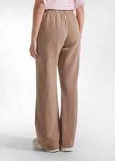 Straight Slub Linen Trousers - Brown - KHAKI BROWN | DEHA