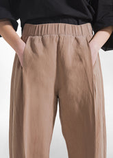 Flamed Linen Pleated Trousers - Brown - KHAKI BROWN | DEHA