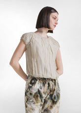 TOP IN COTONE LEGGERO CON STRATI IN SETA BEIGE - Camicie & Bluse | DEHA