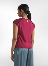 TOP IN COTONE LEGGERO CON STRATI IN SETA ROSSO - CHERRY RED | DEHA