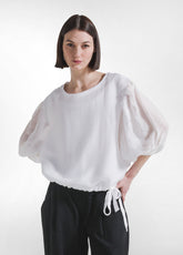 T-SHIRT AMPIA IN COTONE E SETA CON STRATI SOVRAPPOSTI BIANCO - Camicie & Bluse | DEHA