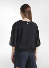 T-SHIRT AMPIA IN COTONE E SETA CON STRATI SOVRAPPOSTI NERO - BLACK | DEHA