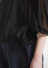 T-SHIRT AMPIA IN COTONE E SETA CON STRATI SOVRAPPOSTI NERO - BLACK | DEHA