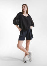 T-SHIRT AMPIA IN COTONE E SETA CON STRATI SOVRAPPOSTI NERO - Camicie & Bluse | DEHA