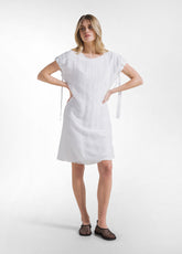 ABITO IN COTONE CON MANICHE DRAPPEGGIATE IN SETA BIANCO - Vestiti, Gonne e Tute | DEHA