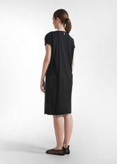 ABITO IN COTONE CON MANICHE DRAPPEGGIATE IN SETA NERO - BLACK | DEHA