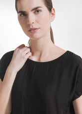 ABITO IN COTONE CON MANICHE DRAPPEGGIATE IN SETA NERO - Vestiti, Gonne e Tute | DEHA