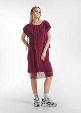 ABITO IN COTONE CON MANICHE DRAPPEGGIATE IN SETA ROSSO - Vestiti, Gonne e Tute | DEHA