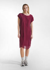 ABITO IN COTONE CON MANICHE DRAPPEGGIATE IN SETA ROSSO - CHERRY RED | DEHA