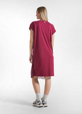 ABITO IN COTONE CON MANICHE DRAPPEGGIATE IN SETA ROSSO - CHERRY RED | DEHA