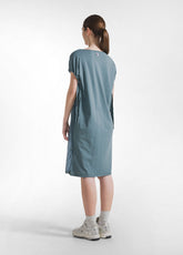 ABITO IN COTONE CON MANICHE DRAPPEGGIATE IN SETA VERDE - TEAL GREEN | DEHA