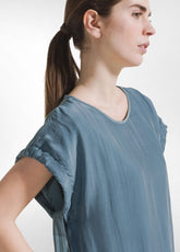 ABITO IN COTONE CON MANICHE DRAPPEGGIATE IN SETA VERDE - Vestiti, Gonne e Tute | DEHA