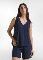TOP FLUIDO IN JERSEY FIAMMATO BLU - BLUE NIGHT | DEHA