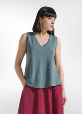 TOP FLUIDO IN JERSEY FIAMMATO VERDE - TEAL GREEN | DEHA