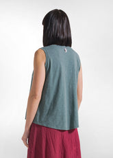 TOP FLUIDO IN JERSEY FIAMMATO VERDE - TEAL GREEN | DEHA