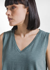 TOP FLUIDO IN JERSEY FIAMMATO VERDE - TEAL GREEN | DEHA