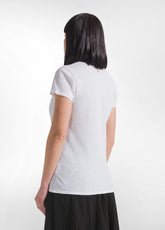 White Flammé T-Shirt with wide V-Neck - WHITE | DEHA
