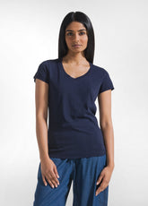 T-SHIRT FLAMMÈ CON SCOLLO A V BLU - DEHA ESSENTIALS | DEHA