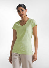 Yellow Flammé T-Shirt with wide V-Neck - LIME | DEHA