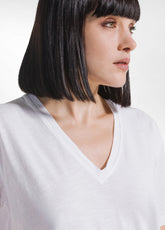 T-SHIRT FLAMMÈ SCOLLO AMPIO BIANCO - WHITE | DEHA