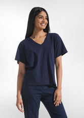 T-SHIRT FLAMMÈ SCOLLO AMPIO BLU - Top & T-shirts | DEHA