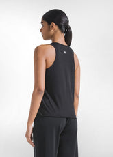 CANOTTA IN JERSEY CON DETTAGLI IN RETE NERO - BLACK | DEHA