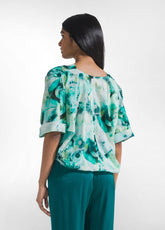 COTTON MUSLIN ALL-OVER BLOUSE - BLUE - AQUA | DEHA