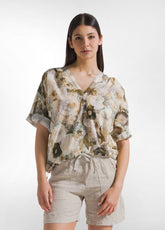 BLUSA ALL OVER IN MUSSOLA DI COTONE VERDE - Leisurewear | DEHA