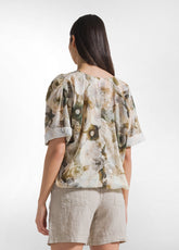 COTTON MUSLIN ALL-OVER BLOUSE - GREEN - GREEN ANEMONE | DEHA