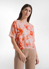 BAUMWOLL-MUSSELIN ALL-OVER TOP - ROT - Seasonal Prints | DEHA