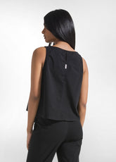 TOP IN POPLINE ELASTICIZZATO NERO - BLACK | DEHA