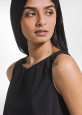 COMPLETO TOP E PANTALONI DRITTI IN POPLINE ELASTICIZZATO NERO - | DEHA