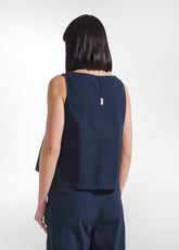 SET TOP AND STRAIGHT-LEG PANTS IN STRETCH COTTON POPLIN BLUE - | DEHA