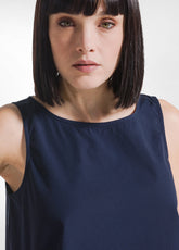 SET TOP AND STRAIGHT-LEG PANTS IN STRETCH COTTON POPLIN BLUE - | DEHA