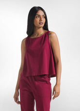 TOP IN POPLINE ELASTICIZZATO ROSSO - Top & T-shirts | DEHA