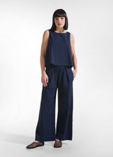 PANTALONI IN POPLINE ELASTICIZZATO BLU - Best Sellers | DEHA