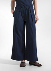 PANTALONI IN POPLINE ELASTICIZZATO BLU - BLUE NIGHT | DEHA