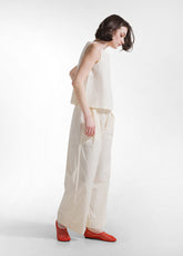 PANTALONI IN POPLINE ELASTICIZZATO BIANCO - CREAM | DEHA