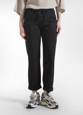 PANTALONI DRITTI IN POPLINE ELASTICIZZATO NERO - BLACK | DEHA