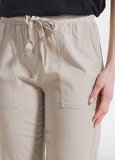 PANTALONI DRITTI IN POPLINE ELASTICIZZATO BEIGE - CLAY BEIGE | DEHA