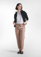 PANTALONI DRITTI IN POPLINE ELASTICIZZATO MARRONE - KHAKI BROWN | DEHA