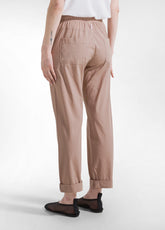 PANTALONI DRITTI IN POPLINE ELASTICIZZATO MARRONE - KHAKI BROWN | DEHA