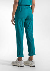 PANTALONI DRITTI IN POPLINE ELASTICIZZATO VERDE - PEACOCK GREEN | DEHA