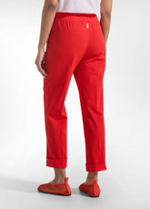 PANTALONI DRITTI IN POPLINE ELASTICIZZATO ROSSO - POPPY RED | DEHA
